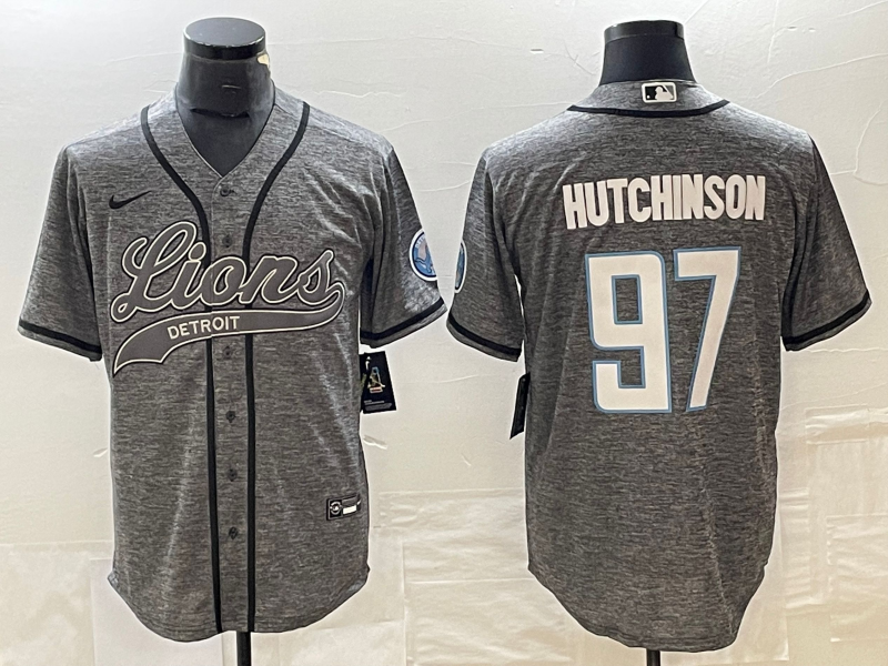 Men's Detroit Lions Aidan Hutchinson #97 Gray Jersey Joint Edition